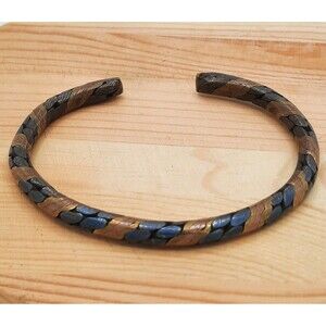 Vintage Tri Three Tone Twisted Metal Unisex Cuff Bracelet Copper Brass XLNT